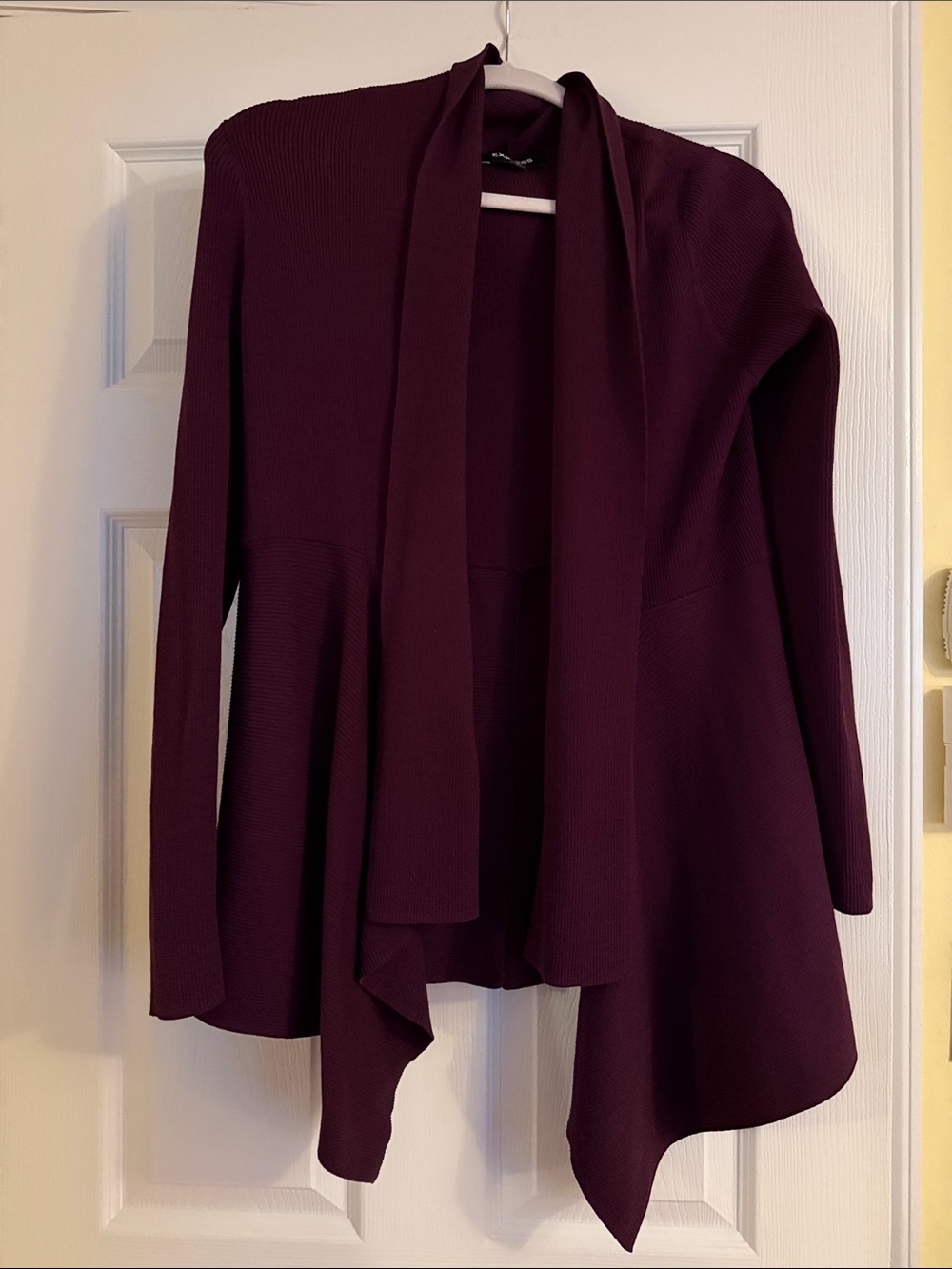 Express Open-Front Longline Cardigan - Plum/Burgundy
